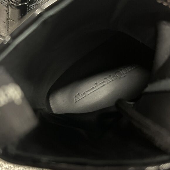 Alexander McQueen Croc Effect Boots Womens 38.5E US 8.5 Black Combat New - Picture 16 of 16